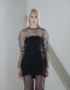 Terfil Mini Dress– NOT JUST A LABEL Top Over Dress, Flower Cut Out, Over Dress, Strapless Mini Dress, Black Linen, Milan Fashion, Flower Dresses, Parisian Style, London Fashion Week