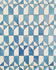 a blue and white tile pattern that looks like hexagonal tiles