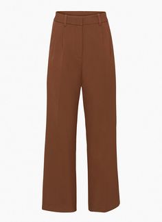 Wilfred EFFORTLESS PANT | Aritzia US Modern Pants With Pressed Crease For Fall, Classic Brown Wide Leg Workwear Pants, Relaxed Fit Work Pants With Pressed Crease, Fall Wide-leg Pants With Pressed Crease, Classic Brown Wide Leg Pants For Work, Modern Wide-leg Pants With Pressed Crease, Chic Bottoms With Pressed Crease And Straight Hem, Spring High-waisted Pants With Concealed Placket, Spring Workwear Wide Leg Pants