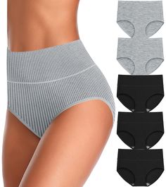 PRICES MAY VARY. SOFT COMFORTABLE RIBBED FABRIC: No pinching, No rolling, No chafing. They don't ride up or roll down. Our cotton panties don't dig into skin or stretch out. The seam lines are smooth and don't irritate. No panty lines under leggings, pants, dresses. COTTON UNDERWEAR FOR WOMEN: Our womens cotton underwear preserves the freshness of crotch. Double Layer crotch for more privacy care and support. Extended Long crotch area provides you enough coverage. TUMMY CONTROL UNDERWEAR FOR WOM Dresses Cotton, Pants And Leggings, Amazon Women, Ribbed Fabric, Jeans Pants, Briefs, Double Layer, High Waist, Cute Outfits