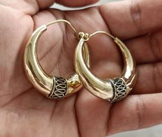 Beautiful Antique Tribal Vintage Hoop Dangle Brass Earrings  Base Metal:Brass Style:Dangle & Drop Earrings Weight:30gm/Pair (approx) Finish:Brass Color:Gold Brass Earrings, Brass Color, Base Metal, Favorite Jewelry, Jewelry Earrings Dangle, Etsy Earrings, Dangle Drop Earrings, Dangle Earrings, Fashion Inspo