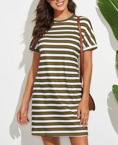 loose Dress short Sleeve Elegant Empire O-neck striped dresses woman casual summer streetwear cloth Women Basic Vestidos AC0034 red-S Striped Short Sleeve Mini Dress For Vacation, Striped Short Sleeve Mini Dress For Beach, Casual Striped Mini Dress For Spring, Striped Mini Dress With Short Sleeves For Beach, Striped Knee-length Mini Dress For Vacation, Striped Knee-length Mini Dress For The Beach, Summer Vacation Dresses With Crew Neck, Casual Crew Neck Dress For Vacation, Casual Green Knee-length Mini Dress