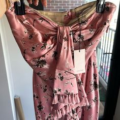 I Bought This Dress With A Tag Price Of $675. The Tag Is Still On It. I’ve Never Worn It. Cinq A Sept Is My Favorite Brand But It Does Run A Bit Smaller So A Size 6 Feels Like A Size 4 At Times (Particularly In The Bust If You’re Bustier). It Has A Bra Type/Corset Clasp In The Back Behind The Zipper. Spring Silk Cocktail Evening Dress, Strapless Satin Dress For Brunch, Sleeveless Silk Evening Dress For Wedding Guest, Spring Satin Evening Dress For Date Night, Satin Evening Dress For Spring Date Night, Sleeveless Silk Midi Dress For Wedding Guest, Spring Silk Dress With Pre-draped Style, Feminine Satin Dress For Brunch, Silk Summer Evening Dress For Date Night