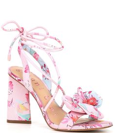 Gianni Bini Dakota Floral Print Flower Ankle Wrap Dress Sandals | Dillard's Hoco Shoes, Homecoming Heels, Sandals Design, Colorful Heels, Floral Heels, Winter Formal, Print Flower