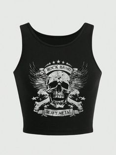 Grunge Crop Top, Punk Tank Top, Grunge Tops, Png Clothes, Punk Skull, Body Outfit, Gorgeous Clothes