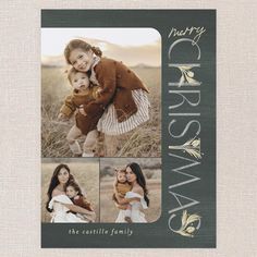 a family photo is shown with the words merry christmas and three photos are in front of it