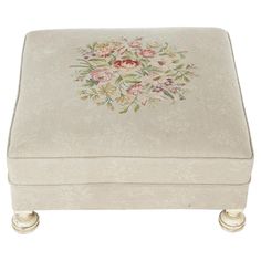 A large hassock ottoman offers floral needlepoint upholstery and raised on stylized bun feet, 20th century Measures- 15.5''H x 30''W x 29.75''D Catalogue Note: Ask about DISCOUNTED DELIVERY RATES available to most regions within 1,500 miles of New York. Floral Needlepoint, 500 Miles, Deco Luminaire, Bracelet Love, Pouf Ottoman, Yorkie, Needlepoint, Ottoman, Upholstery