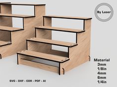 three wooden shelves are shown with measurements for each shelf