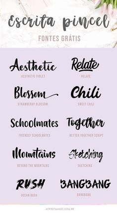 some type of font that is in different colors and sizes, with the names below it