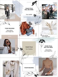 a collage of photos showing different outfits and accessories for the woman in her life