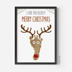 a christmas card with a reindeer's face and the words i love you deeply merry christmas