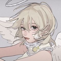 an anime character with blonde hair and angel wings