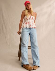 AE Dreamy Drape Stretch Super High-Waisted Baggy Wide-Leg Jean American Eagle Wide Leg Jeans, Cute Jeans High Waisted, Jeans For Short People, Low Waist Wide Leg Jeans, Pregnancy Jeans, American Eagle Jeans Women, White Jeans Men, Athletic Fit Jeans, High Rise Wide Leg Jeans