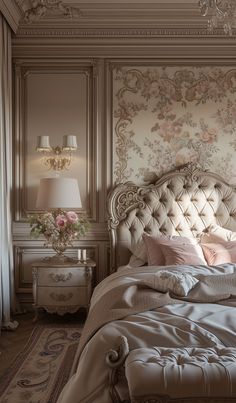 Elegant Victorian bedroom blending contemporary comforts with classic aesthetics Vintage Feminine Bedroom, Dc Bedroom, Modern Victorian Bedroom, Victorian Room, Victorian Beauty, Victorian Bedroom, Dekorasi Kamar Tidur, Casa Vintage, Classic Bedroom