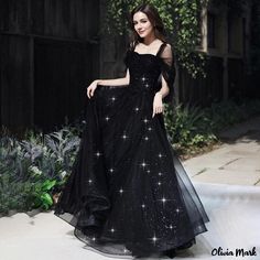 Olivia Mark - Black Evening Gown Vocal Performance Attire Escape Princess Black Evening Gown, A Line Evening Dress, Black Prom Dress, Black Prom, Pageant Gowns, Black Tulle, Black Prom Dresses, Party Dress Long, Long Prom Dress