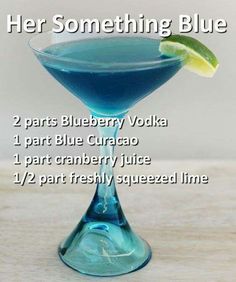 a blue curacao cocktail with the ingredients labeled