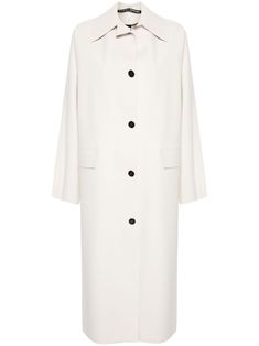 light beige water-repellent pointed flat collar long raglan sleeves two front flap pockets below-knee length rear storm flap rear concealed cut-out detail unlined straight hem front button fastening Pointed Flat Collar, Flat Collar, Yoko London, City Dress, Summer Beach Wear, Outerwear Coats, Outerwear Women, Coat Dress, Long Coat