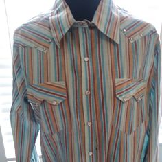 Western Long Sleeve Pearl Snap Button Shirt (Nwot) Size Xl Multicolor Long Sleeve Western Shirt, Multicolor Long Sleeve Shirt With Button Closure, Western Long Sleeve Top With Button Closure, Multicolor Long Sleeve Shirt With Buttons, Western Brown Tops With Buttons, Western Style Brown Tops With Buttons, Brown Western Top With Buttons, Brown Western Style Top With Buttons, Western Long Sleeve Shirt With Buttons