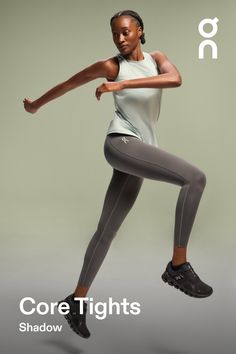 The versatile and lightweight tights made for everyday movement. A staple basic, for a run worth remembering | On Women's Core Tights in Shadow, Size: Medium. All-day wear, lightweight, versatile Road Running. Performance Running | Recycled Polyester/Recycled Polyamide Athleisure Tights With Medium Support For Running, Athleisure Medium Support Tights For Running, Sportswear Tights With Medium Support For Running, Medium Support Athleisure Tights For Running, Medium Support Tights For Running, Athleisure 4-way Stretch Running Tights, Versatile Compressive Running Tights, Compressive Running Tights, Versatile Go-dry Tights For Running