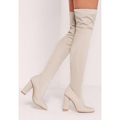 Missguided Pointed Toe Neoprene Over The Knee Boot ($42) ❤ liked on Polyvore featuring shoes, boots, cream, high heel boots, above the knee boots, thigh boots, over the knee boots and pointy-toe boots Above Knee Boots, Boots Cream, Cream Boots, Pointy Toe Boots, Cheap Clothes Online, Pointed Toe Boots, Women Shoes Online