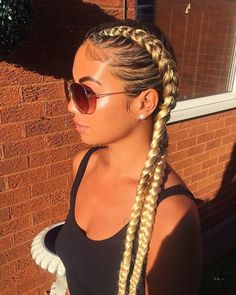 2 Braids With Color Weave, 2 Braid Feed In Styles, Blonde Feed In Braids Cornrows, Long 2 Braids, 2 Feed In Braids Hairstyles, 2 Cornrow Braids, 2 Braids With Weave, Two Cornrow Braids