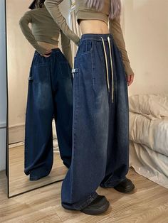 Product information: Fabric name: denim Style: Casual/Street/Y2K/Vintage/Preppy/Punk/Hip Pop/Sweet Main fabric composition: Cotton Pants length: trousers Waist type: high waist Size: S.M.L.XL.2XL.3XL Pants type: Wide Leg High Rise: The Jeans Have A High Waistline That Sits Above The Hips. Providing A Comfortable Fit And Elongating The Legs.Loose And Slim Fit: The Jeans Are Designed To Have A Loose Fit Around The Waist And Hips. While Still Maintaining A Slim Fit Through The Legs.Simple Design: The Jeans Have A Classic And Simple Design. Making Them Versatile And Suitable For Various Occasions.Classic Style: The Timeless Design Of The Jeans Ensures That They Will Never Go Out Of Style. Making Them A Wardrobe Staple.Versatile: The Jeans Can Be Paired With A Variety Of Tops And Shoes. Making Oversized Y2k Bottoms For Spring, Oversized Y2k Denim Bottoms, Hip Hop Style Full-length Jeans For Spring, Hip Hop Style Medium Wash Pants For Spring, Spring Hip Hop Style Medium Wash Pants, 90s Style Baggy Denim Pants, 90s Baggy Denim Bottoms, Spring Hip Hop Denim Cargo Jeans, Spring Hip Hop Cargo Jeans In Denim