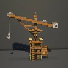 Crane In Minecraft, Crane Minecraft Ideas, Minecraft Mine Design Ideas, Minecraft Medieval City House, Minecraft Dock Crane, Minecraft Mine Crane, Minecraft Medieval Shop Ideas, Medieval Mine Minecraft, Minecraft Crane Ideas