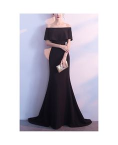 Buy mermaid long black evening dress off shoulder at cheap price online. Free stable shipping and pro custom service since 2009. Off The Shoulder Black Dress, Prom Night Dress, Long Black Evening Dress, Black Evening Dress, Tail Dress, Dress Off Shoulder, Black Evening Dresses, Prom Night, Long Gown