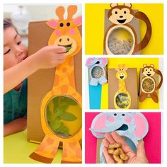 a collage of photos showing various activities for children to do with their own hands