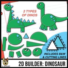 Build A Dinosaur, Puzzle Activities, Holiday Homework, Black And White Line Art, White Line Art, 2d Shapes, Primary Students, Black And White Lines, A Dinosaur