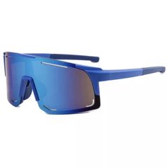 Polarized Cycling Sunglasses Sports Bike Glasses Outdoor Uv400 Bicycle Goggles Sporty Blue Shield Sunglasses For Sports, Blue Functional Sports Sunglasses, Blue Casual Shield Sunglasses For Outdoor, Casual Blue Shield Sunglasses For Outdoors, Casual Blue Shield Sunglasses For Outdoor, Sporty Blue Polarized Shield Sunglasses, Sporty Blue Shield Sunglasses With Uv Protection, Blue Anti-reflective Sunglasses For Sports, Blue Shield Sunglasses With Uva Protection For Outdoor Activities