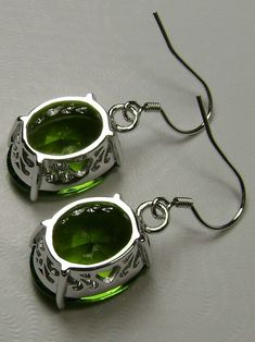 Green Peridot Earrings, Oval gemstone, Victorian Jewelry, Silver Embrace Jewelry Opal Promise Ring, Peridot Earrings, Edwardian Jewelry, Gems Art, Peridot Green, E 40, Green Gems, Sterling Silver Filigree, Green Peridot