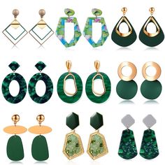 Description: Look great, feel wonderful, and sophisticated, wearing this premium top quality women's fine fashion elegant style geometric statement drop earrings. You will have lots of ways to wear, mix and match these pairs of earrings with your outfits and dresses. This is an excellent choice of earrings to wear, or to give it as a gift to your family, friends, and loved ones to enjoy.Details: PXM Women's Fashion Stylish Statement Earrings Green Statement Geometric Gold Tone Drop Earrings for Trendy Geometric Earrings For Party, Chic Green Earrings, Chic Geometric Earrings For Party, Trendy Green Earrings For Evening, Earrings Bold, Green Circle, Earrings Acrylic, Sterling Silver Jewelry Rings, Korean Jewelry