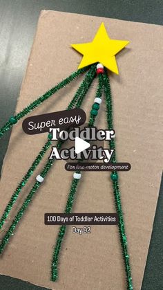 a christmas tree made out of beads and string with the words toddler activity on it