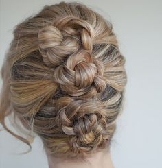 Piled braids with texture make for the perfect updo. Gently tease braids before securing atop your head for a runway-ready summer style. Hair Romance, Prom Hairstyles For Long Hair, Braided Ponytail, Hair Today, Great Hair, Hair Dos, Ponies, Hair Day, Prom Hair