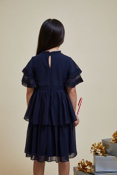 Embrace the spirit of the season with the super sweet Alvie! Boasting festive inspired embroidery and complete with lightweight layered mesh detailing, this navy dress is the perfect choice for Christmas parties. Blue Embroidered Dress, Navy Christmas, Frock And Frill, Christmas Parties, Navy Dress, Super Sweet, Girls Dress, Embroidered Dress, No Frills