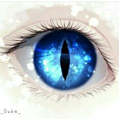 an eye with blue eyes and long eyelashes