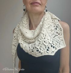 Custom knit shawl - Handcrafted gift for women - Hand knitted women scarf - Christmas gift.  A symmetrical triangular shawl in beautiful Off White colour with a wide lace border and "falling stars" in the body. It would be your favourite accessory for any seasons.  This shawl is MADE TO ORDER and available in two sizes: Wingspan approx. 120 cm  (47") x centres depth 40 cm (16"). OR Wingspan approx. 160 cm  (63") x centres depth 53 cm (20.4"). Please allow up to three weeks to knit your beautiful Wool Knit Scarf, White Shawl, Hand Knit Shawl, Knit Alpaca, Wedding Shawl, Off White Color, Hand Crafted Gifts, Knitted Shawls, Shawls And Wraps