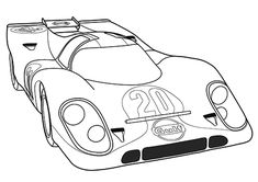 a drawing of a race car with the number 20 on it