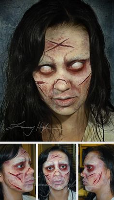 Makeup and FX on Behance Horror Fx Makeup Gore, Horror Makeup Halloween, Haunted House Makeup Ideas, Prison Makeup, Possessed Makeup, Special Fx Makeup Ideas, Sfx Gore Makeup, Fx Makeup Ideas, Haunted House Makeup