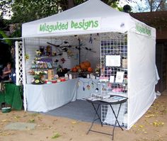 a white tent with many items on it