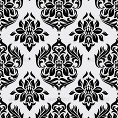 black and white damask pattern - patterns decorative