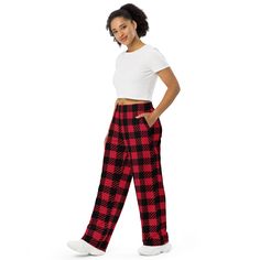 ABOUT Get the comfort of pajamas in this stylish pair of Unisex wide-leg pants. With the adjustable waist and stretchy fabric, it’s like your favorite sweatpants but better. FEATURES• Relaxed unisex fit• Practical side pockets• Elastic waistband with a white drawstring• Can be worn on the waist or on the hips• Premium knit mid-weight jersey fabric SIZE GUIDE These lounge pants fit true to size. Wear your regular size. See Size Chart. WAIST (inches) HIPS (inches) 2XS 28 ⅜ 35 ⅜ XS 29 ⅞ 37 S 31 ½ 3 Plaid Casual Sleepwear For Lounging, Casual Plaid Sleepwear For Lounging, Casual Sleep Pants, Casual Wide-leg Pants For Pajama Party, Casual Wide Leg Sleepwear, Casual Wide Leg Pants For Pajama Party, Casual Plaid Lounging Bottoms, Casual Plaid Bottoms For Lounging, Casual Plaid Lounge Pants