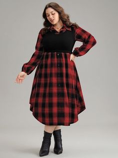 Shop Plaid Patchwork Jacquard Button Detail Arc Hem Dress at BloomChic. Plus Size Clothing & Plus Size Dresses. BloomChic is a digital-first fashion and lifestyle destination for modern women sizes 10-30. Plastic Surgery Gone Wrong, Gone Wrong, Clothing Plus Size, Modern Women, Plaid Fashion, Fall Fashion Outfits, Autumn Fashion Women, Hem Dress, Sleeves Pattern