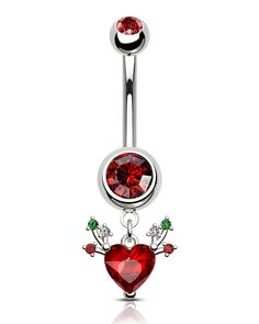 PRICES MAY VARY. [Design] This Dangle Belly Button Ring Adopted the Classic Christmas Element---Antlers with the Christmas Red CZ, Dainty and Sparkly, Suitable for your Christmas even Daily Outfit with no Difficulty. [Gauge Size] 14G = 1.6MM; Barbell Length: 10MM; Easy to Wear on and Take off. [Material] This 14G Belly Button Ring is made of the 316L Stainless Steel and the Red CZ Material,Hypoallergenic, Harmless to your Sensitive Skin. [Value Pack] Every Package inclued 1 Piece Cocharm Christm Red Dangle Jewelry For Christmas, Valentine's Day Gift Silver Belly Rings, Red Christmas Jewelry, Cute Belly Button Rings, Cute Belly Rings, Belly Piercing Jewelry, Cute Piercings, Button Rings, Body Jewelry Piercing