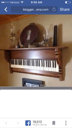 an old piano is hanging on the wall