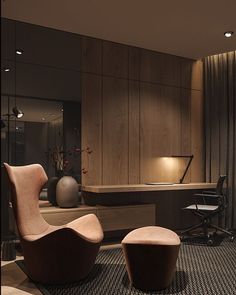 a living room filled with furniture next to a desk and chair on top of a rug