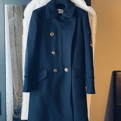 Beautiful Coach Jacket Limited Edition Brand New Without Tags Luxury Navy Peacoat For Fall, Designer Navy Outerwear For Work, Chic Navy Formal Outerwear, Luxury Fitted Winter Peacoat, Elegant Navy Long Pea Coat, Elegant Navy Long Sleeve Pea Coat, Coach Coat, Luxury Fitted Peacoat, Fitted Coach Outerwear For Fall