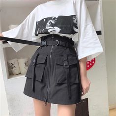 100% Brand New and High Quality  Material: Polyester, Cotton  Size:  S: Waist 52cm x Hip 90cm x Length 41cm x Waist Relaxed 74cm M: Waist 56cm x Hip 94cm x Length 43cm x Waist Relaxed 78cm  L: Waist 60cm x Hip 98cm x Length 45cm x Waist Relaxed 82cm XL: Waist 64cm x Hip 102cm x Length 47cm x Waist Relaxed 86cm Fete Emo, Harajuku Skirt, Egirl Fashion, E Girl Outfits, Grunge Look, Alternative Outfits, Edgy Outfits, Korean Outfits, Skirts With Pockets