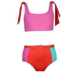 Nessi Byrd Size 12y Pink And Orange Bikini Set Bikini Top Has Removable Pads Brand New With Tags!!! Swimming Bathing Suits, Heart Motif, Bathing Suit Top, Mini Boden, Swimwear Collection, Feel Confident, Orange Pink, Heart Design, Two Pieces